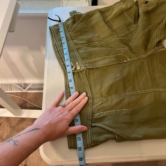 Anthropologie Green Linen Jackson Tapered Utility Pants Size 14 - Picture 10 of 16